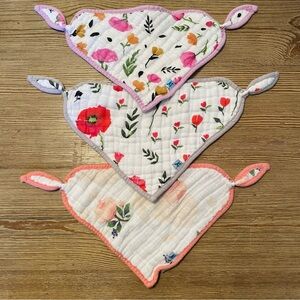Little unicorn floral drool bib bundle of 3 baby girl
